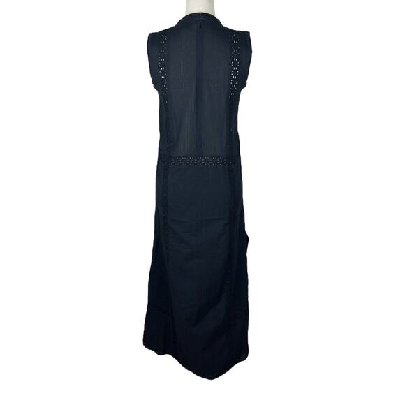Sea New York Black Embroidered Lace Overlay Maxi Dress Sleeveless Slits Size 2 - Picture 3 of 8